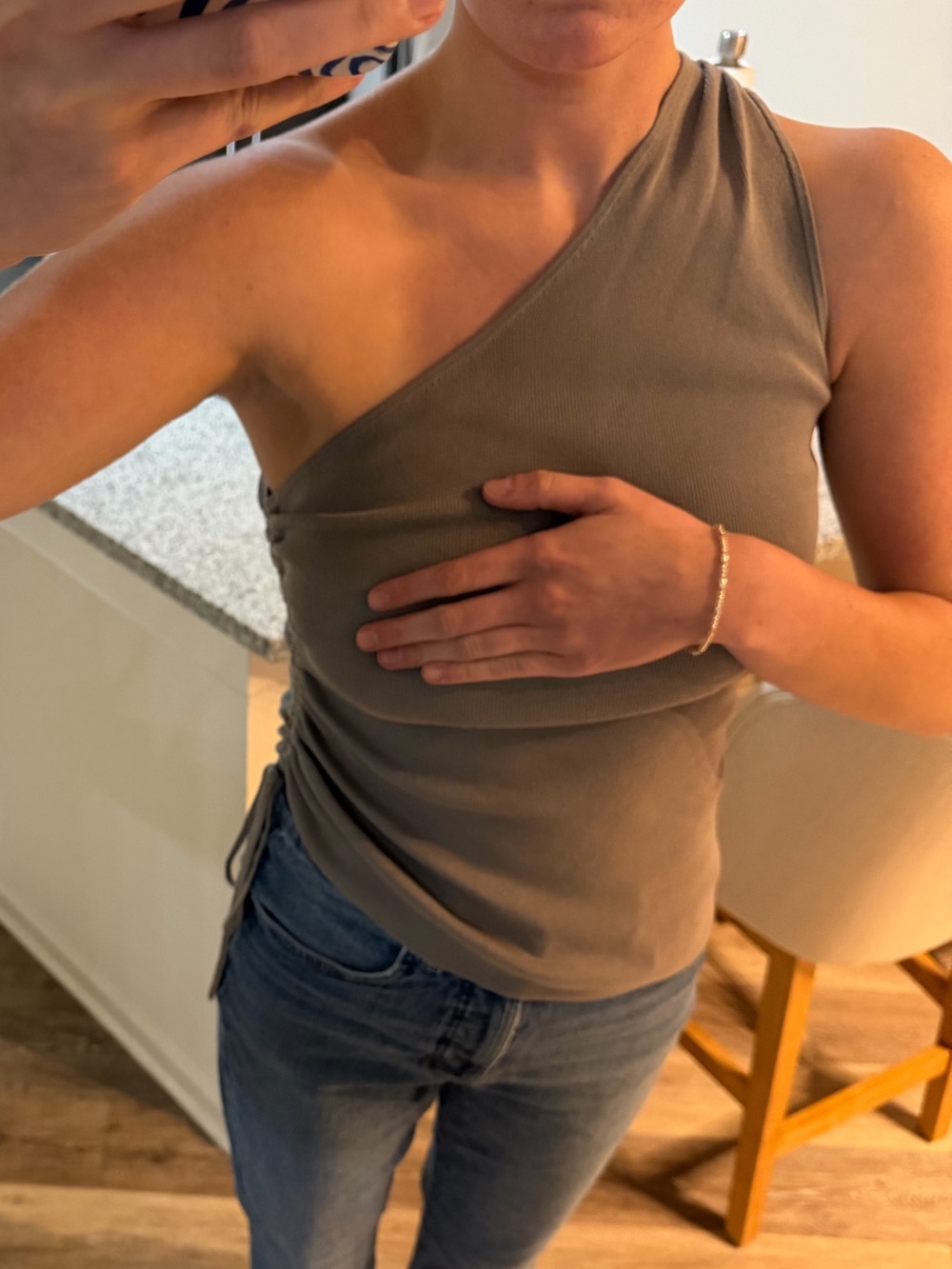 One-Shoulder Camisole in Taupe